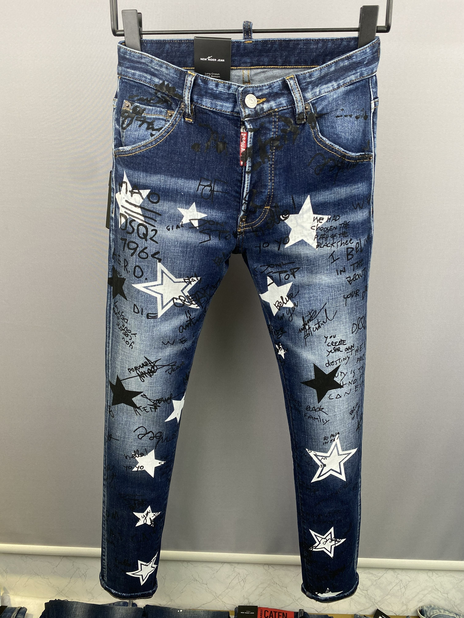 DSQUARED2-jean-lettres-pour-hommes-femmes-Streetwear-tendance-d-contract-Slim-coupe-droite-d-chir-feuille