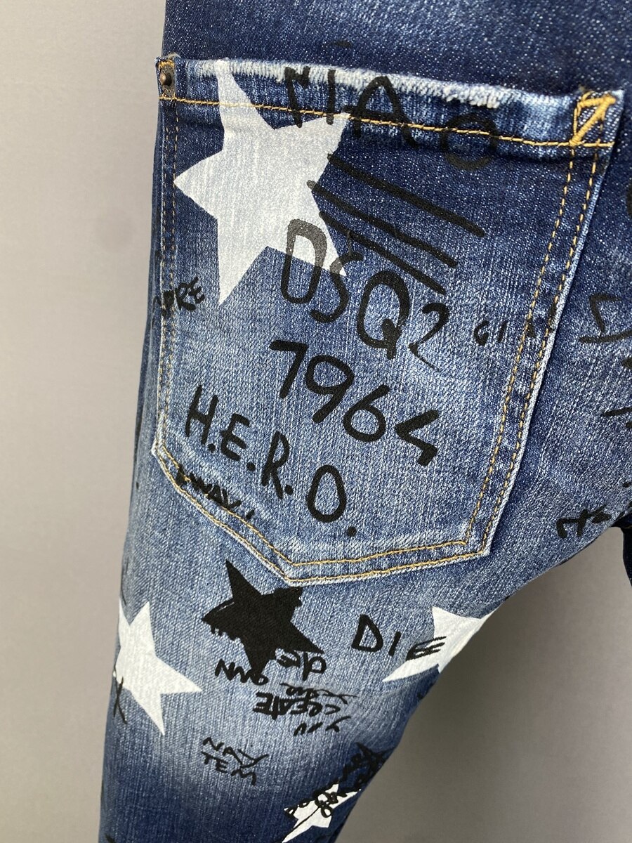 DSQUARED2-jean-lettres-pour-hommes-femmes-Streetwear-tendance-d-contract-Slim-coupe-droite-d-chir-feuille