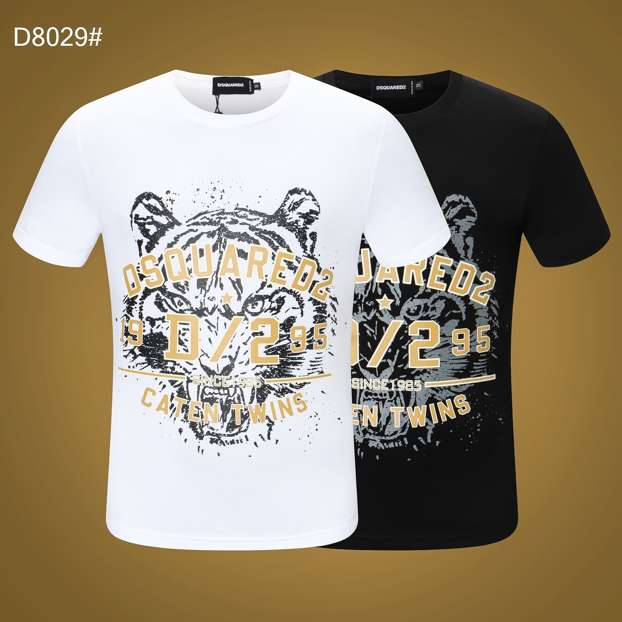 Dsquared2-col-ras-du-cou-pour-hommes-et-femmes-100-coton-imprim-t-te-de-tigre