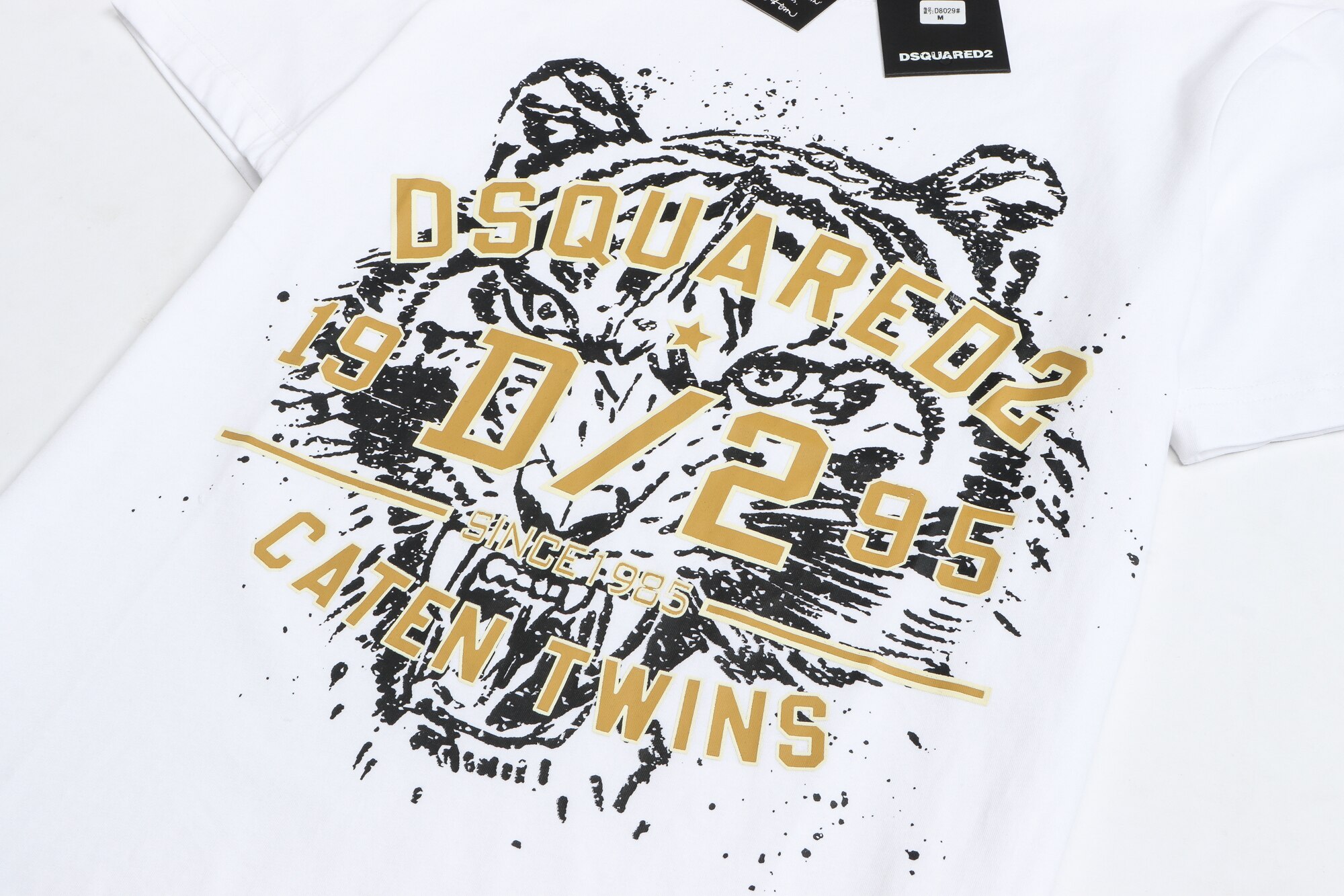 Dsquared2-col-ras-du-cou-pour-hommes-et-femmes-100-coton-imprim-t-te-de-tigre