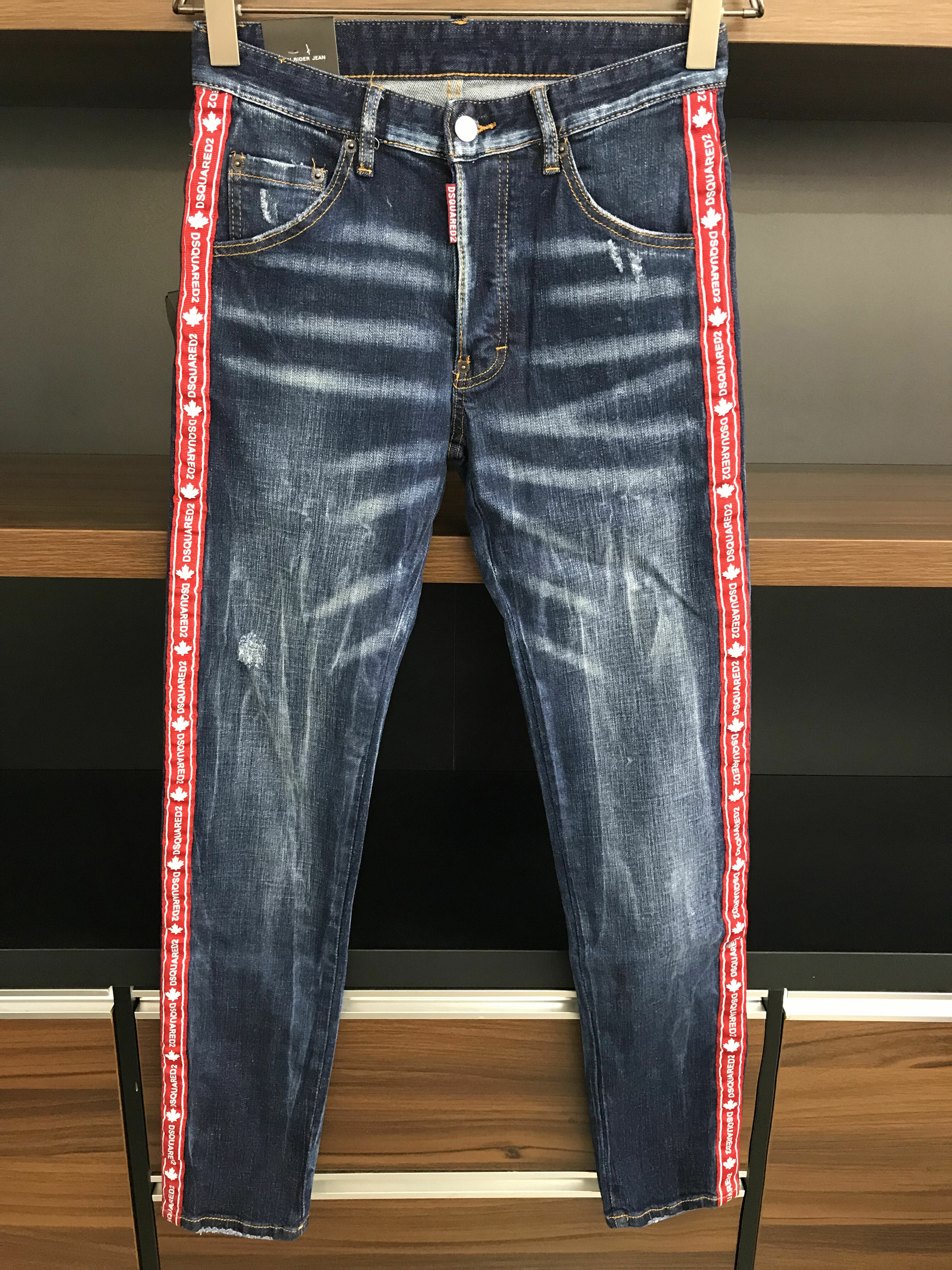 DSQUARED2-jean-lettres-pour-hommes-femmes-Streetwear-tendance-d-contract-Slim-coupe-droite-d-chir-feuille