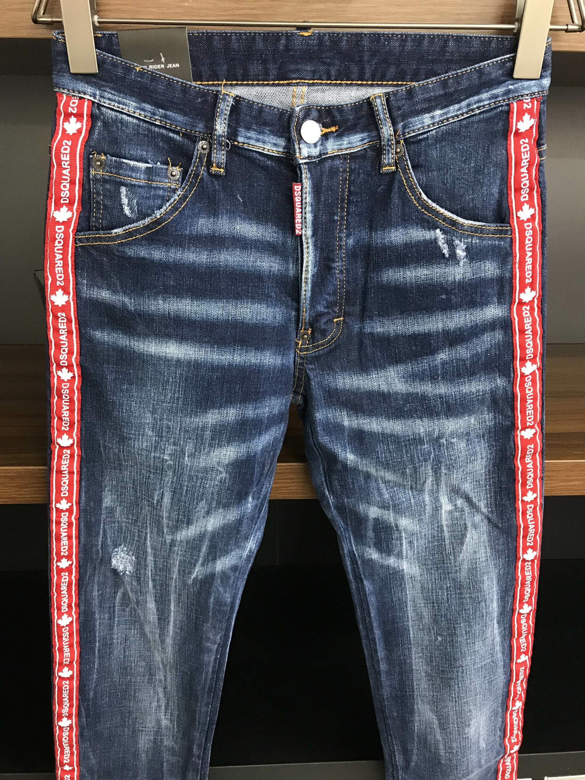 DSQUARED2-jean-lettres-pour-hommes-femmes-Streetwear-tendance-d-contract-Slim-coupe-droite-d-chir-feuille