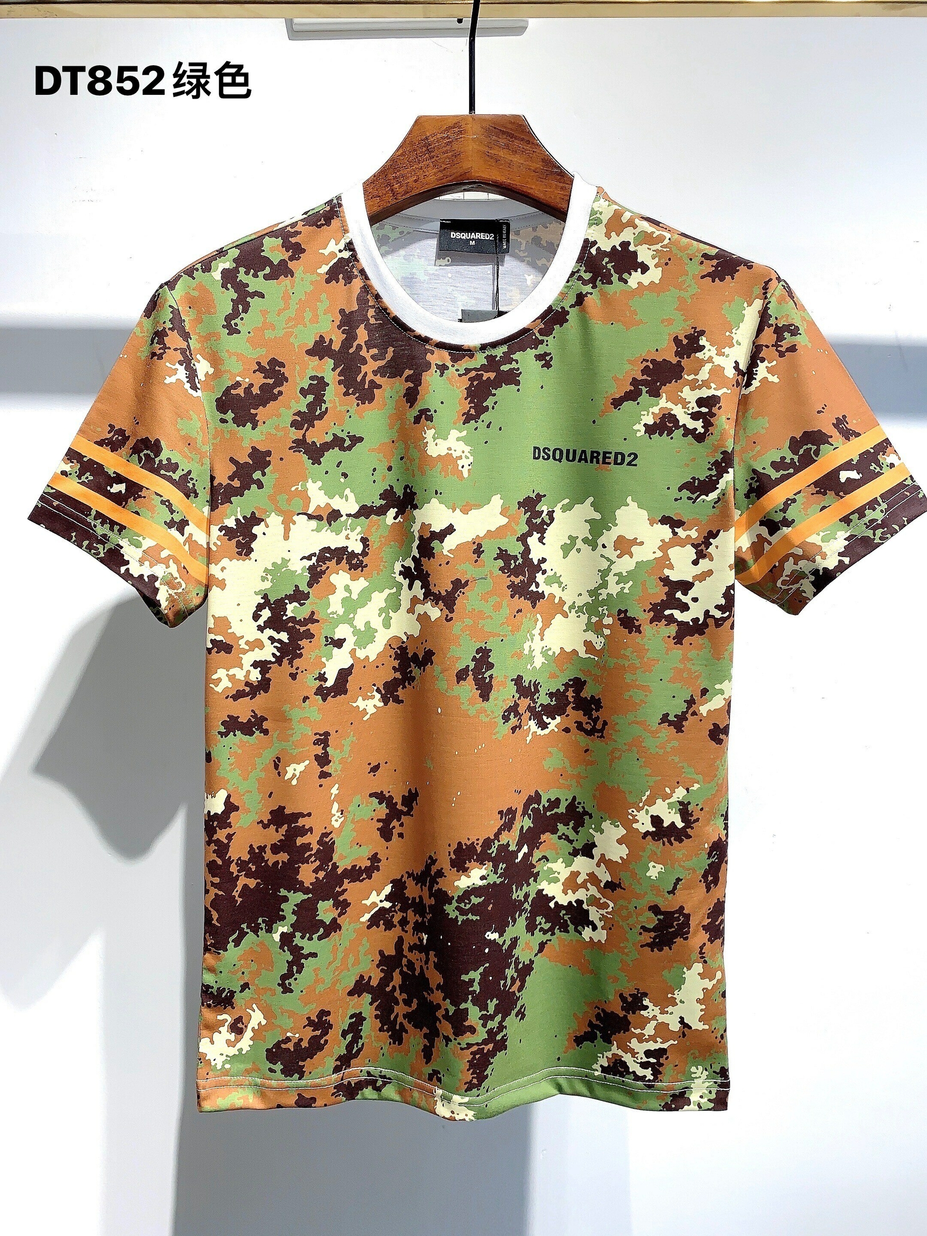 Dsquared2-t-shirt-col-ras-du-cou-pour-homme-ample-et-d-contract-imprim-camouflage-tendance