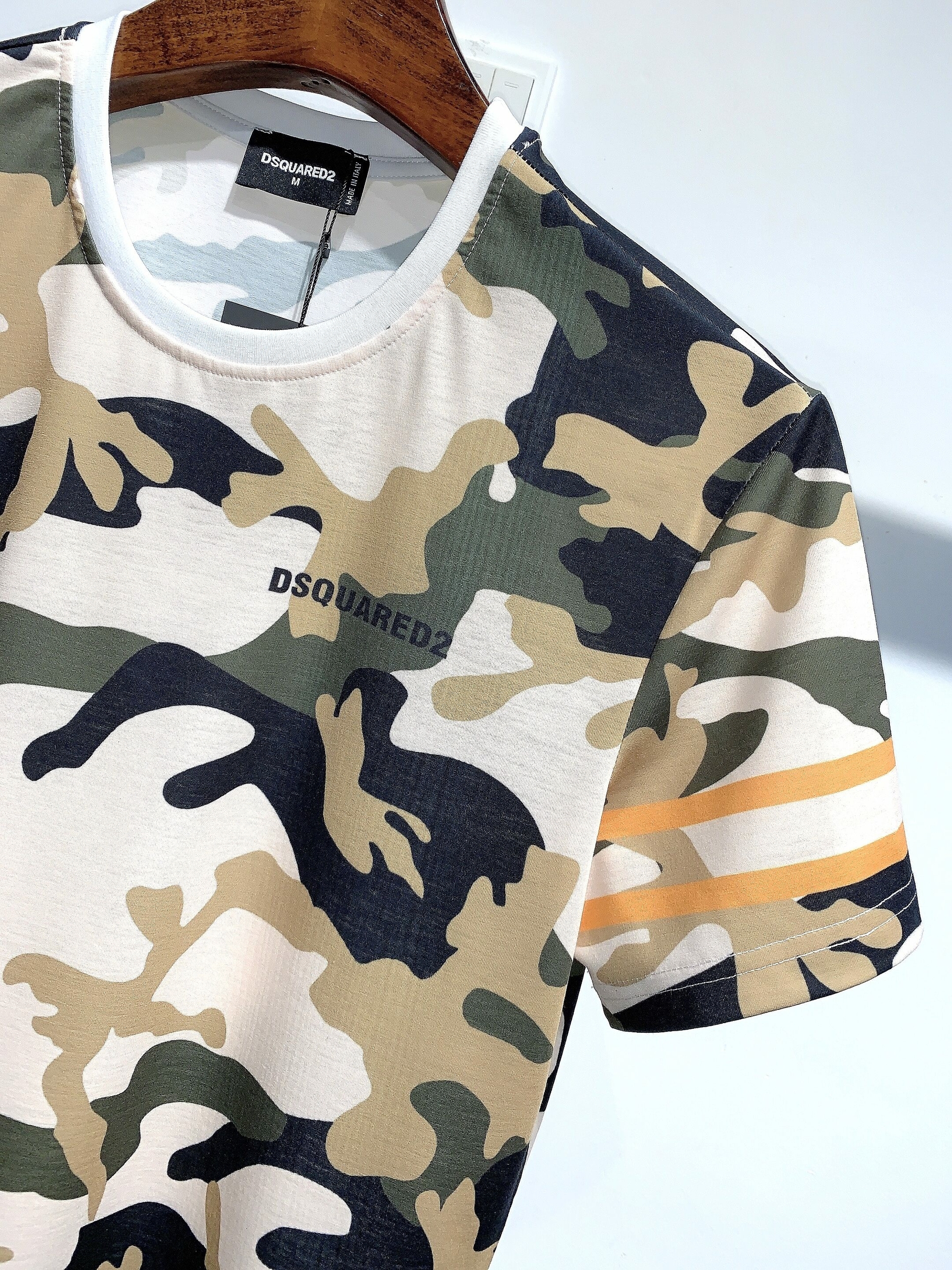 Dsquared2-t-shirt-col-ras-du-cou-pour-homme-ample-et-d-contract-imprim-camouflage-tendance