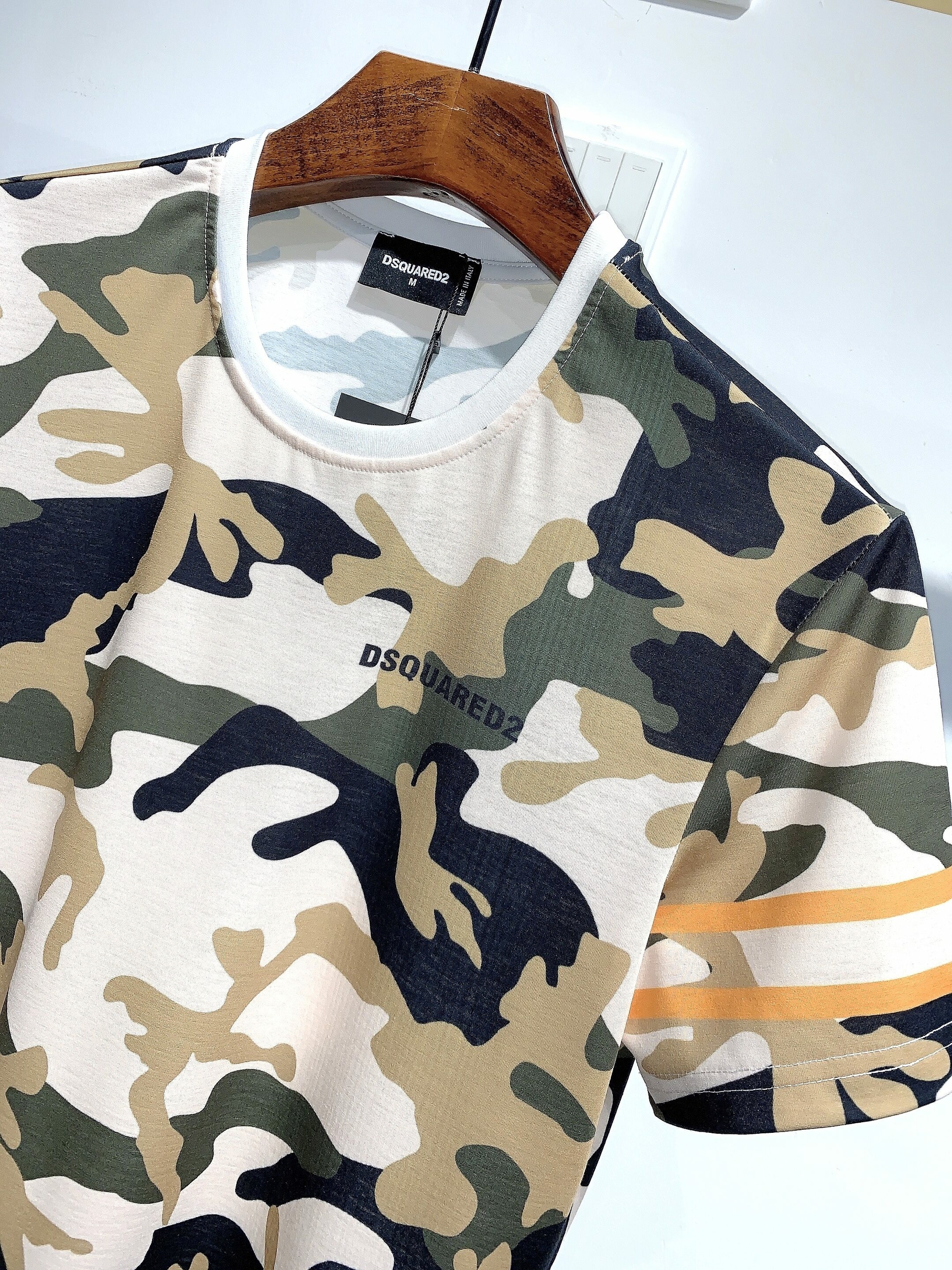 Dsquared2-t-shirt-col-ras-du-cou-pour-homme-ample-et-d-contract-imprim-camouflage-tendance