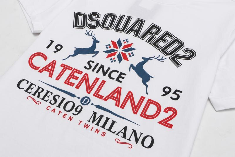 Dsquared2-T-Shirt-col-ras-du-cou-100-coton-pour-hommes-et-femmes-d-contract