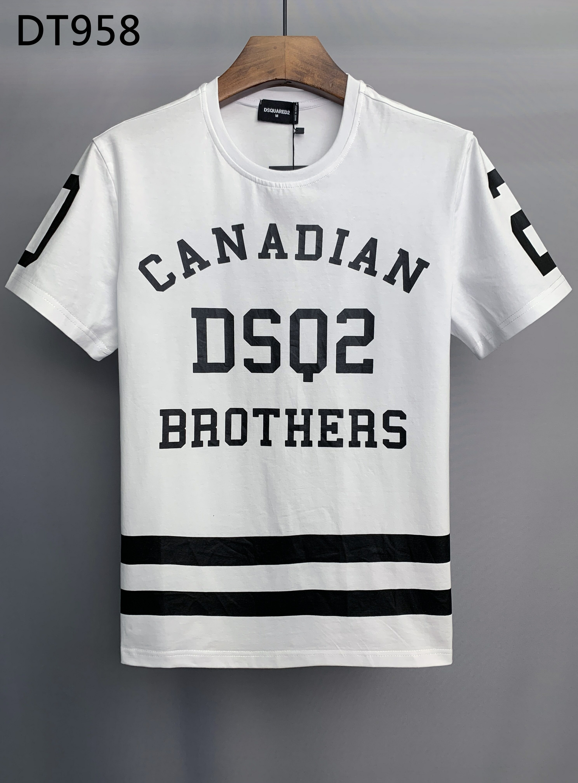 Dsquared2-t-shirt-col-ras-du-cou-pour-homme-en-coton-d-contract-classique-la-mode