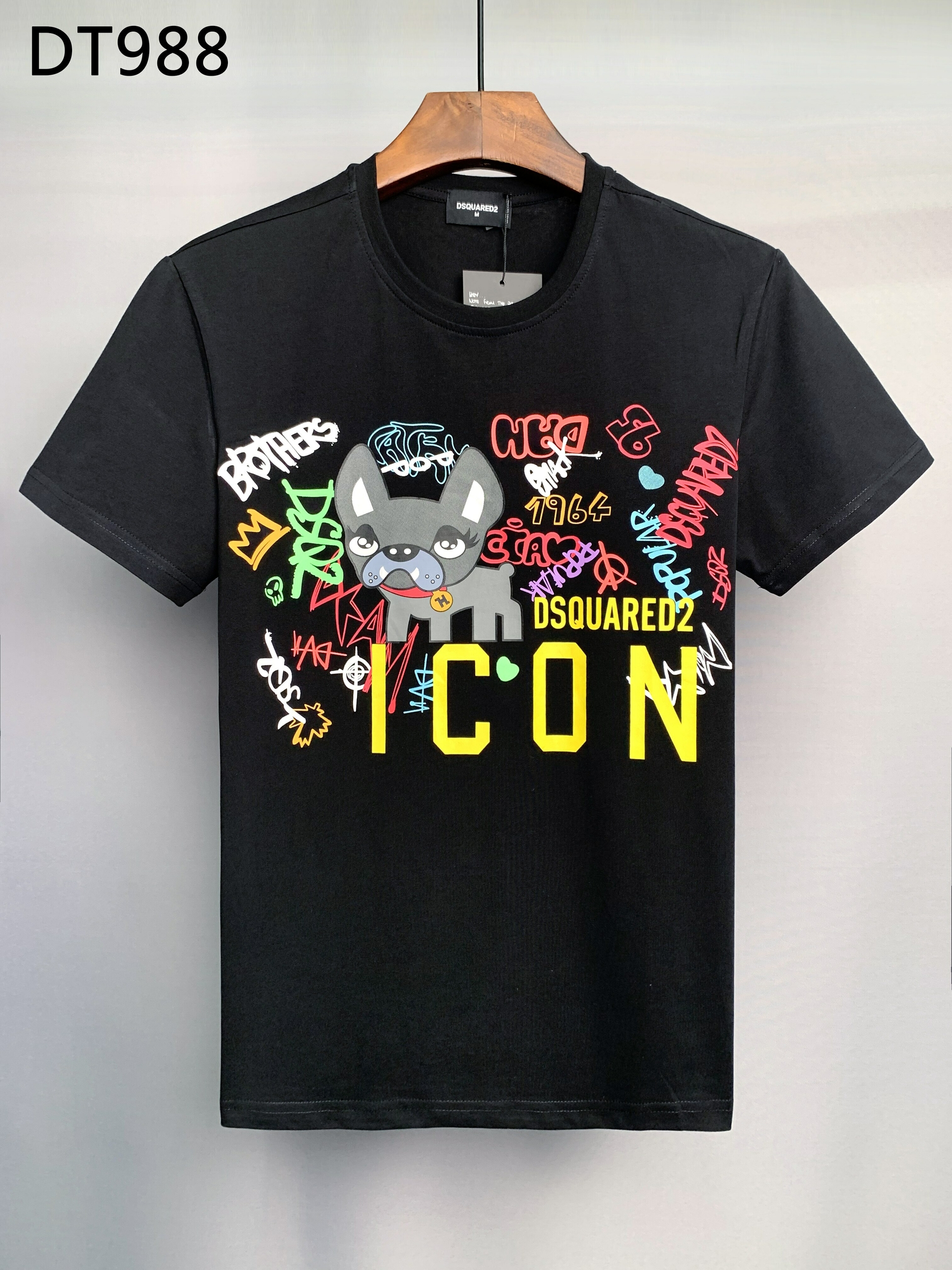 Dsquared2-t-shirt-col-rond-homme-en-coton-classique-imprim-de-chien-de-dessin-anim-d