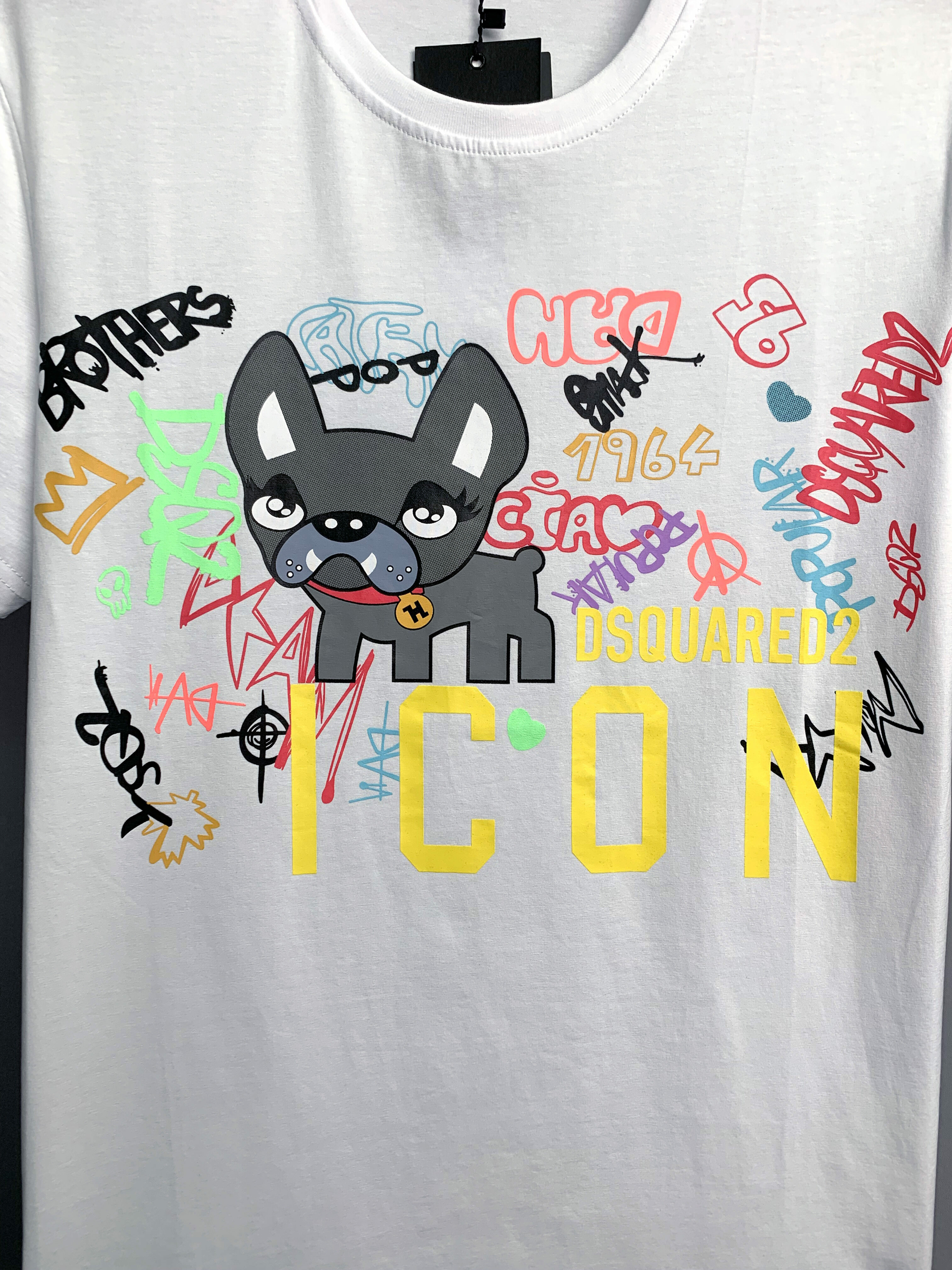 Dsquared2-t-shirt-col-rond-homme-en-coton-classique-imprim-de-chien-de-dessin-anim-d