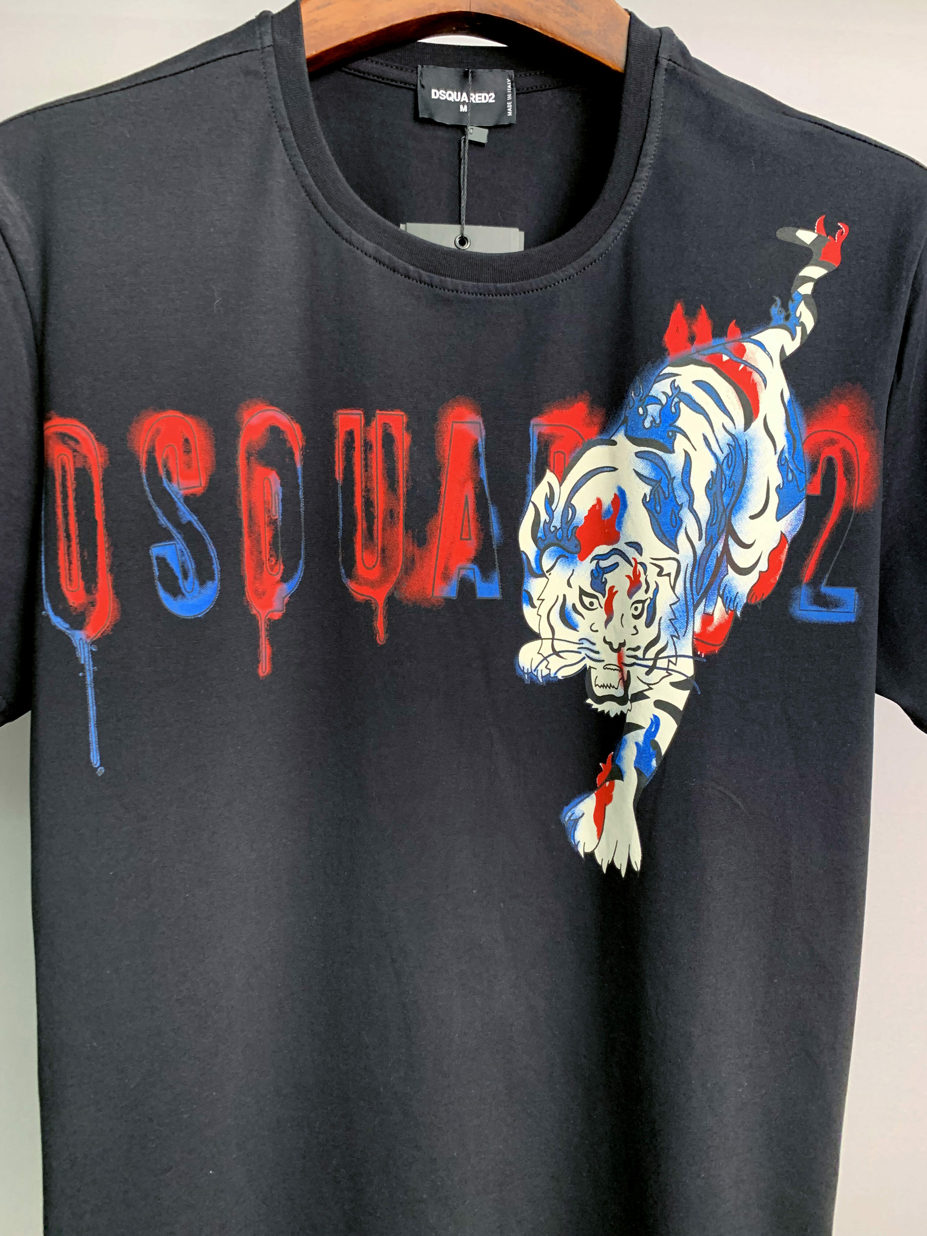 Dsquared2-T-Shirt-col-rond-pour-homme-ample-et-d-contract-la-mode-avec-impression