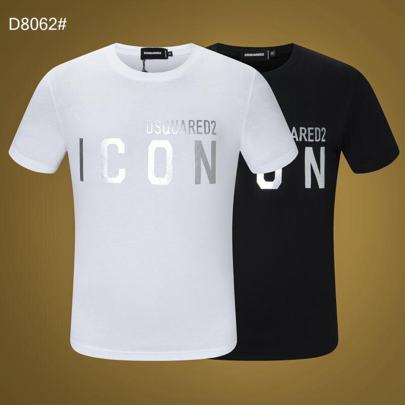 Dsquared2-T-Shirt-col-rond-et-manches-courtes-pour-hommes-et-femmes-100-coton-Simple-et