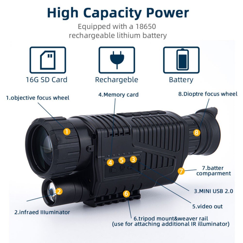 Cam-ra-de-Vision-nocturne-infrarouge-HD-5X40-1000M-Photo-vid-o-num-rique-monoculaire-pour