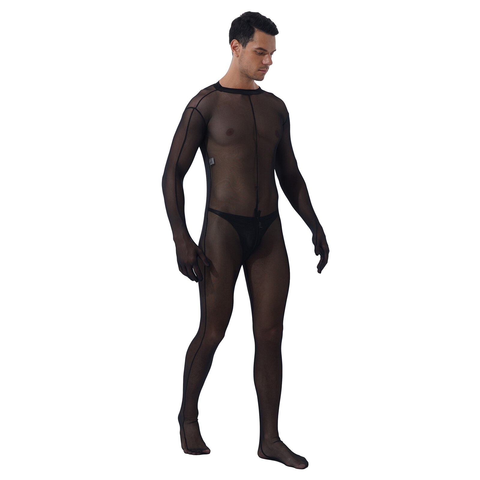 Body-transparent-en-maille-extensible-pour-homme-combinaison-manches-longues-coupe-haute-transparente-moulante-transparente-Costume