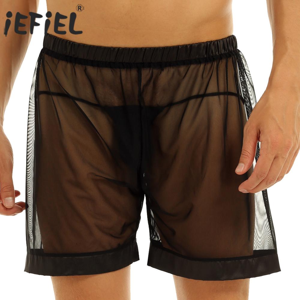 IEFiEL-Lingerie-Sexy-pour-hommes-culotte-Gay-look-mouill-Clubwear-Sissy-maille-transparente-cale-on-ample