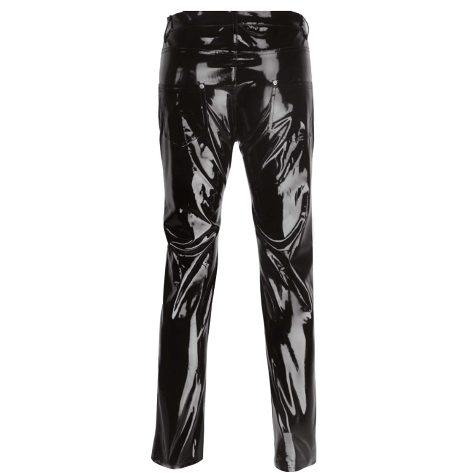 Pantalon-crayon-en-cuir-verni-pour-hommes-aspect-mouill-brillant-taille-moyenne-droit-Costume-de-Bar