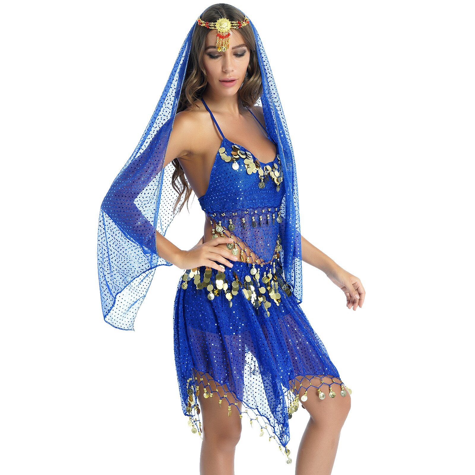 Mini-jupe-en-maille-paillettes-scintillantes-pour-femmes-Costume-de-Performance-de-danse-du-ventre-col