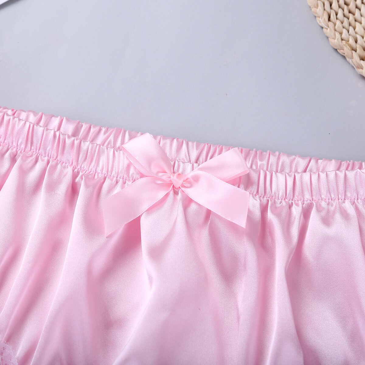 Sissy-culotte-en-Satin-doux-et-brillant-pour-homme-sous-v-tement-en-dentelle-florale-volants