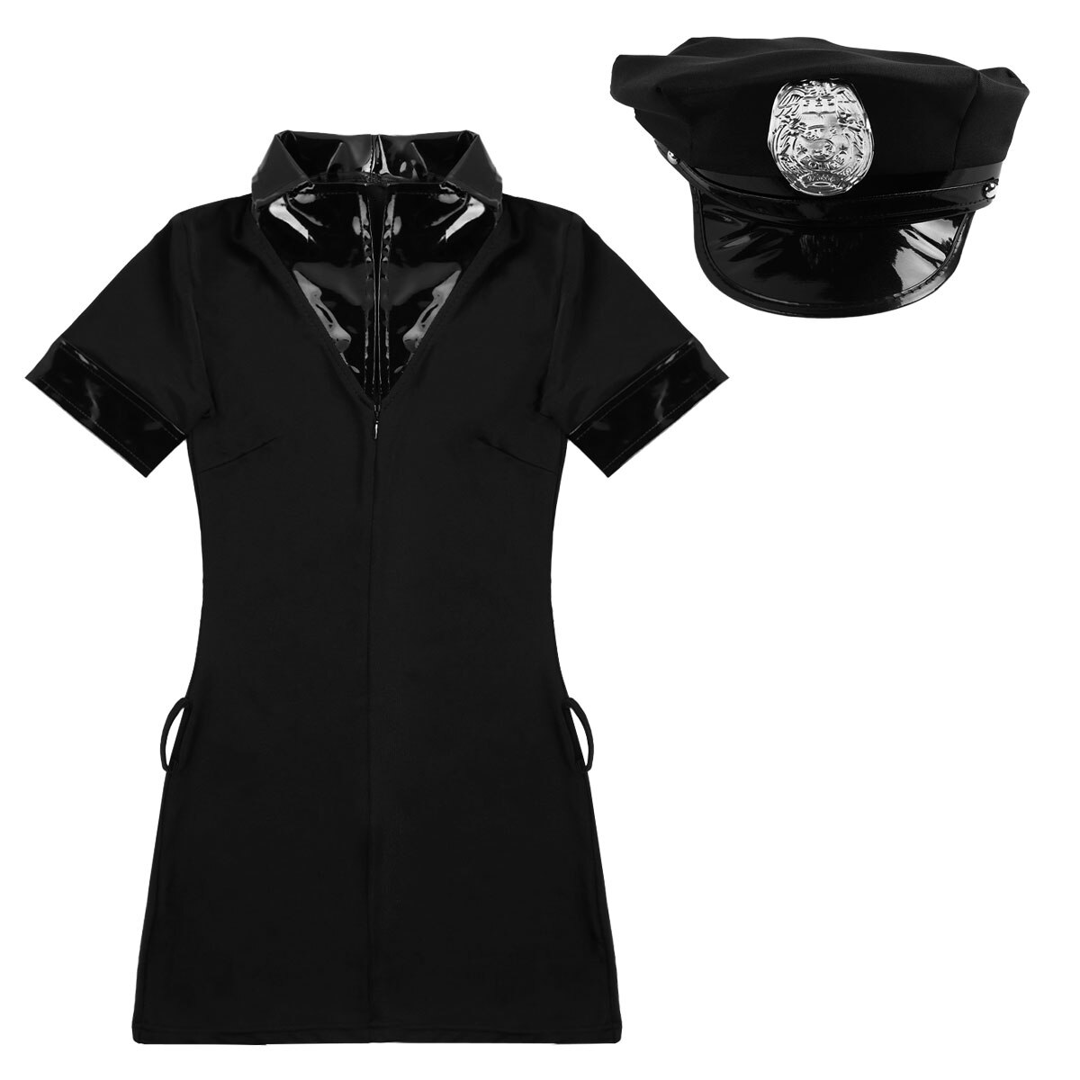 Policier-Costume-d-uniforme-de-Police-pour-Halloween-tenue-de-jeu-de-r-le-Sexy-Mini