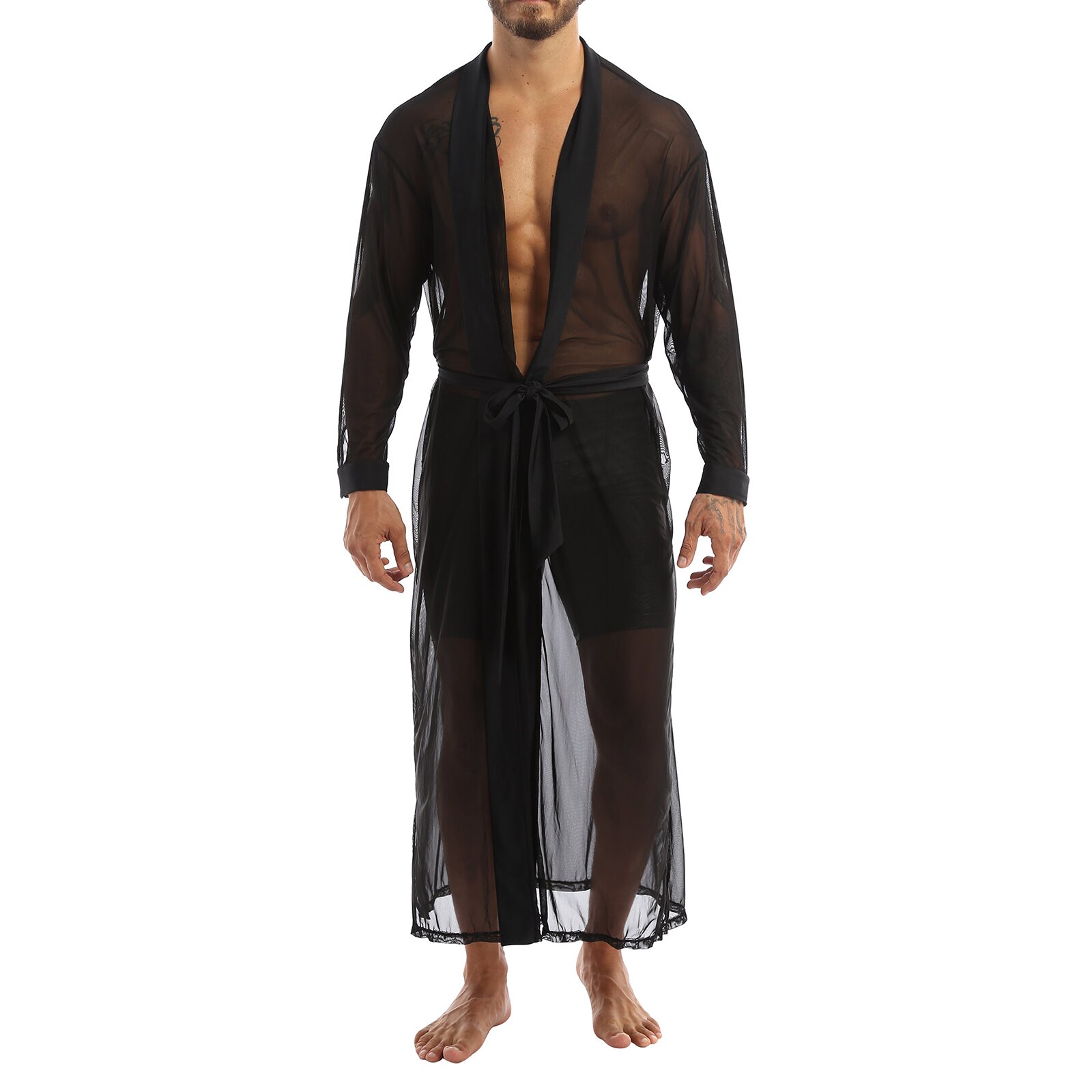 Costume-de-soir-e-en-maille-pour-hommes-chemise-longue-transparente-cape-manches-longues-habit-la