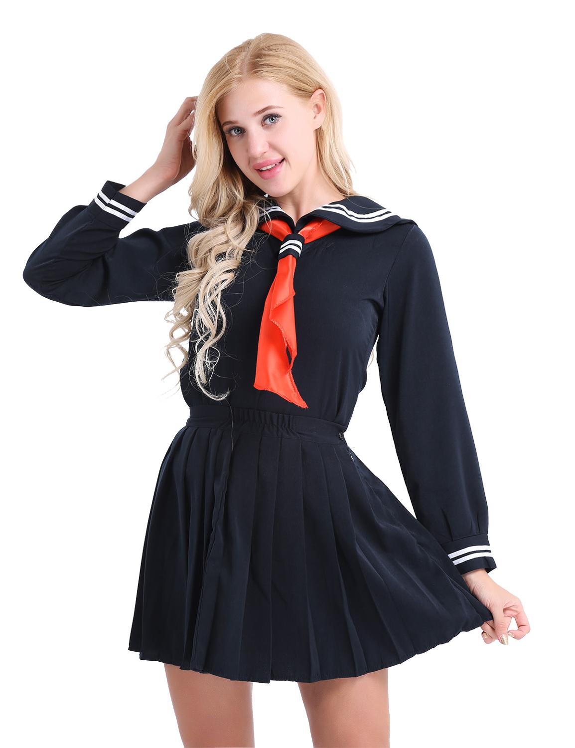 Uniforme-scolaire-pour-femmes-et-filles-tenue-de-marin-japonais-d-guisement-Costume-Cosplay-chemise-manches