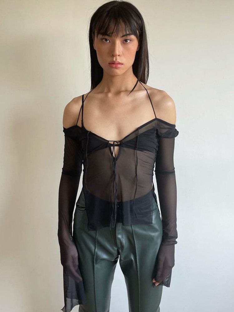 Chemise-noire-manches-longues-pour-femmes-v-tements-Y2k-t-shirts-col-en-v-transparents-hauts