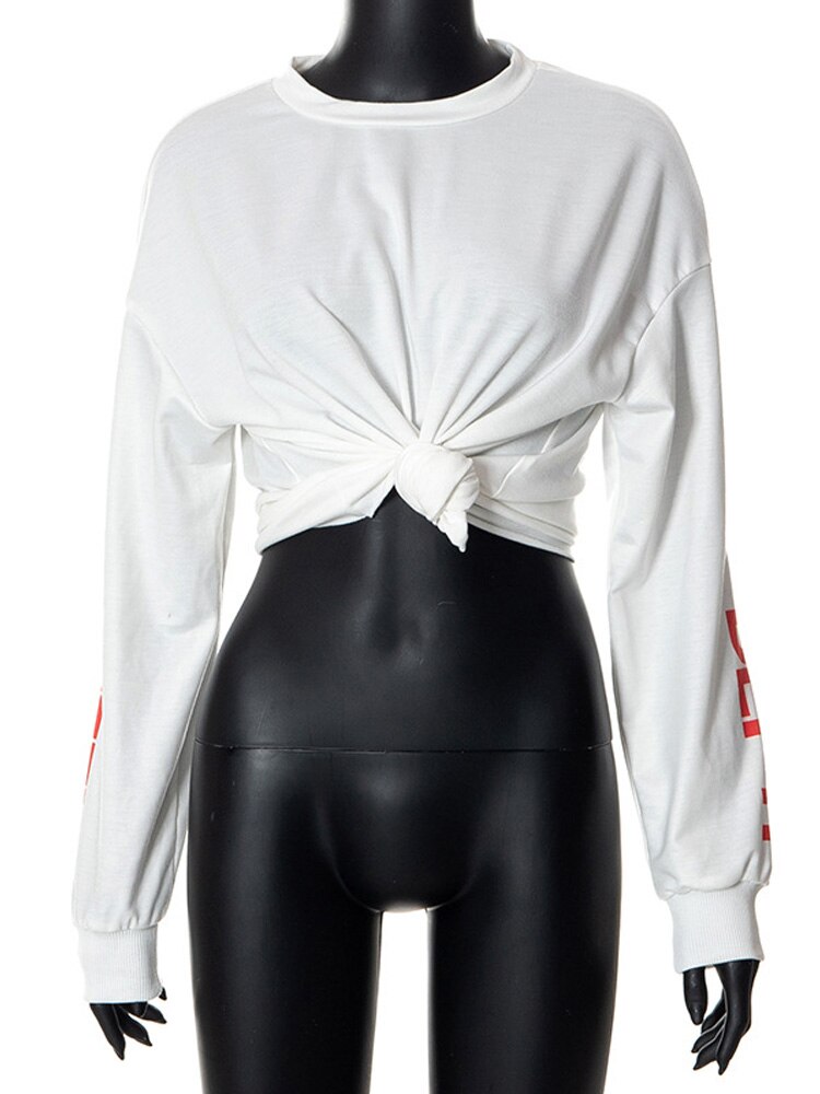 Sweat-shirt-blanc-manches-tombantes-et-col-rond-pour-femme-haut-imprim-Y2k-Streetwear-esth-tique