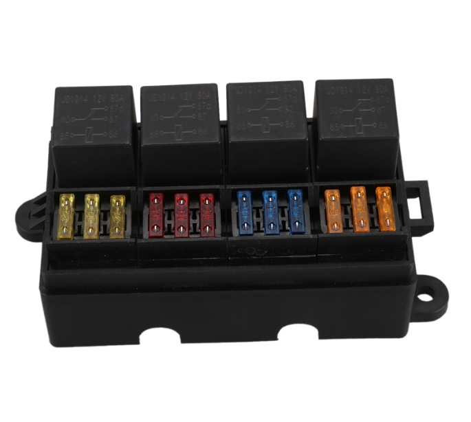 Porte-fusible-lame-12-voies-12V-24V-avec-bornes-pelle-et-Fuse-4PCS-relais-5-broches