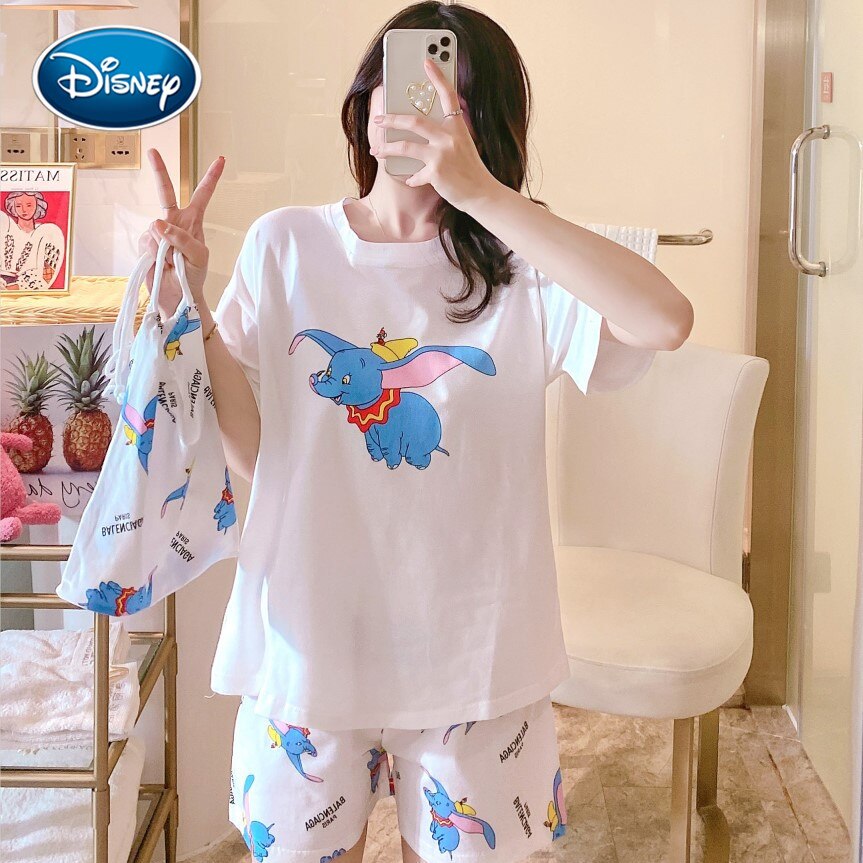 Ensemble-pyjama-Disney-Mickey-Minnie-pour-femmes-v-tements-de-nuit-courts-dessin-anim-mignon-v