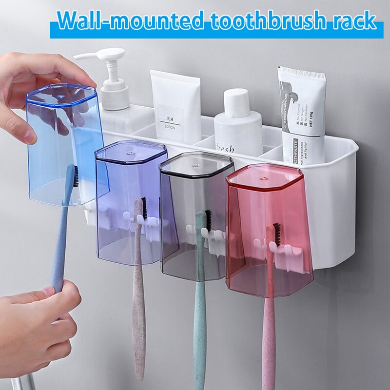 Porte-brosse-dents-mural-pratique-support-de-dentifrice-avec-coussinets-Super-adh-sifs-pour-salle-de