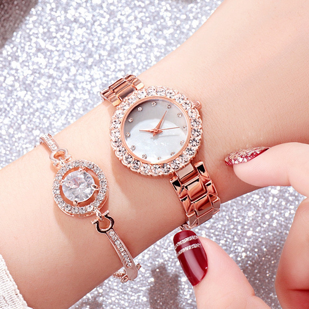 Ensemble-de-montre-de-luxe-pour-femme-bague-collier-boucles-d-oreilles-biscuits-horloge-mode-montre