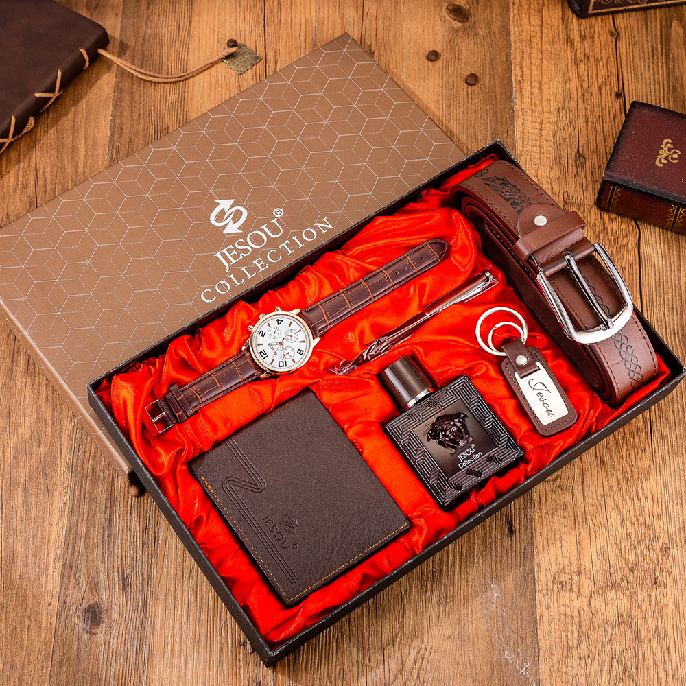 Coffret-cadeau-boutique-pour-homme-noir-marron-montre-quartz-lunettes-ceinture-portefeuille-porte-cl-s-stylo