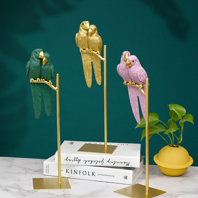 Ornements-de-couple-de-perroquet-miniatures-cr-atifs-sculpture-de-perroquet-en-r-sine-oiseau-animal