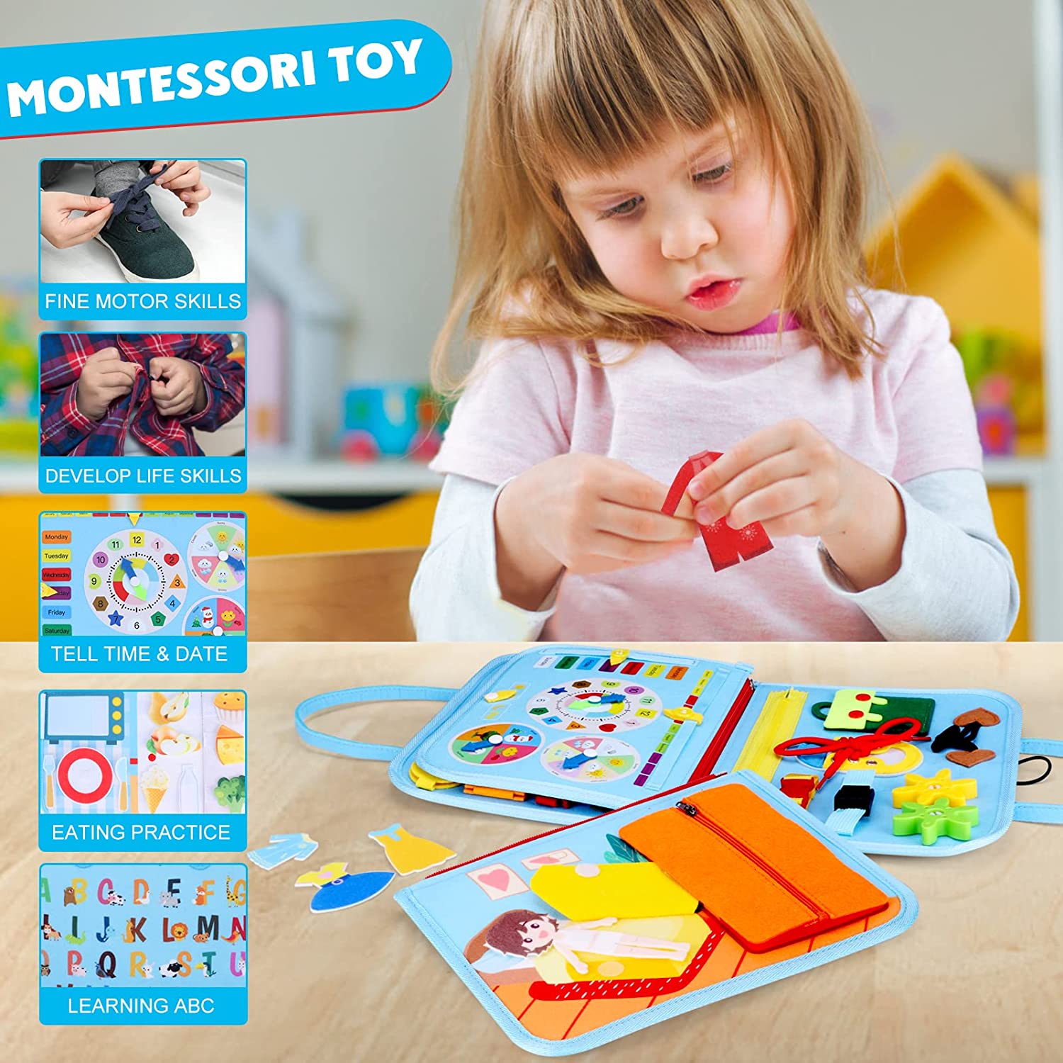 Montessori-Busy-Board-Toddlers-Jouet-de-voyage-ApprentiCumbria-alth-Jouet-mentaires-oriel-pour-gar-ons-et