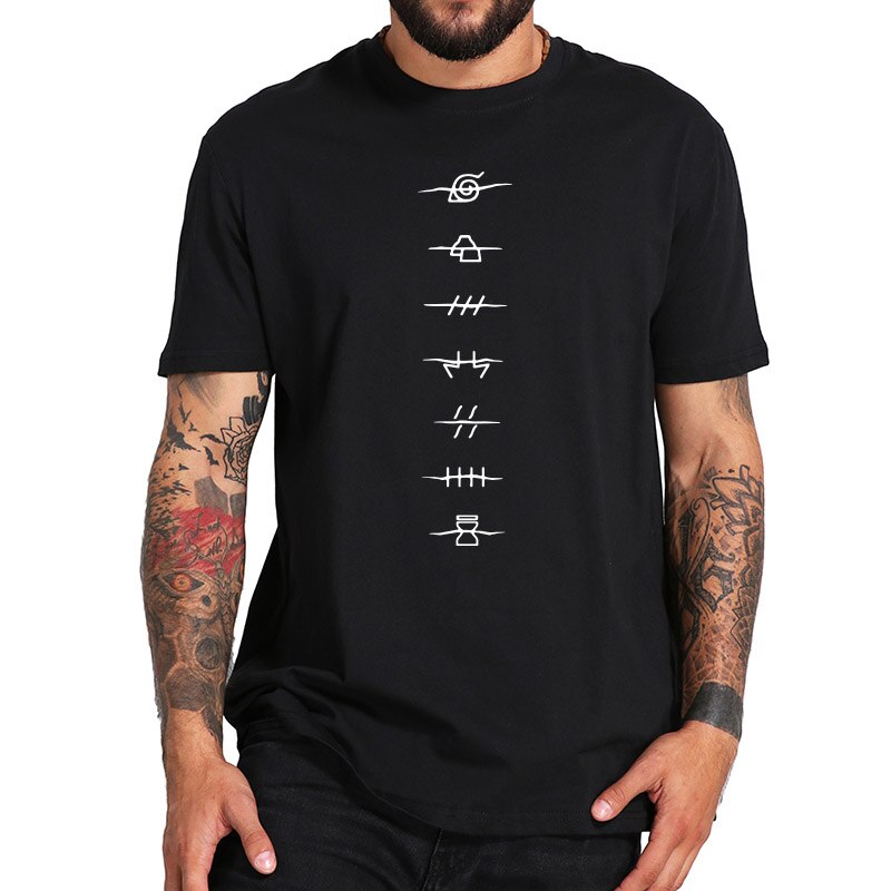 T-shirt-manches-courtes-Homme-100-coton-estival-et-estival-avec-le-symbole-de-l-anime