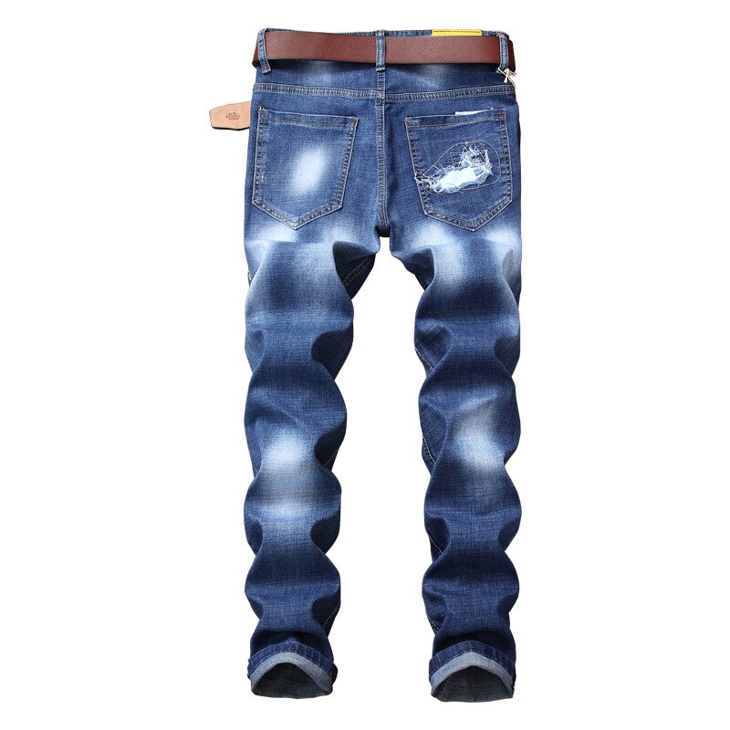 Jeans-de-haute-qualit-pour-hommes-Jeans-en-Denim-Slim-et-droit-extensible-badges-brod-s