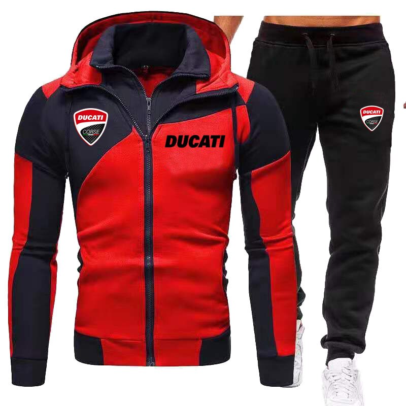 Veste-coupe-vent-pantalon-capuche-imprim-Ducati-pour-homme-tenue-d-ext-rieur-d-contract-e