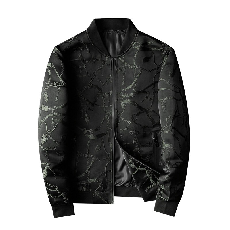 Blouson-d-automne-en-Jacquard-pour-homme-noir-coupe-cintr-e-style-Vintage-haute-qualit-5xl