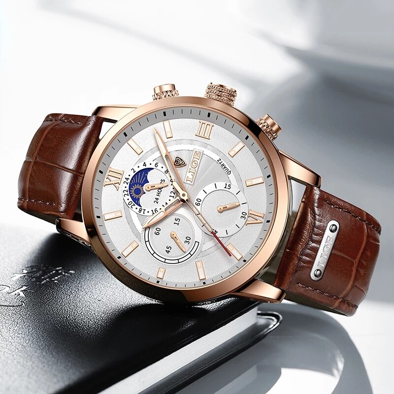 LIGE-montre-de-Sport-pour-hommes-marque-de-luxe-en-cuir-24-heures-Phase-de-lune