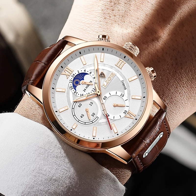 LIGE-montre-de-Sport-pour-hommes-marque-de-luxe-en-cuir-24-heures-Phase-de-lune