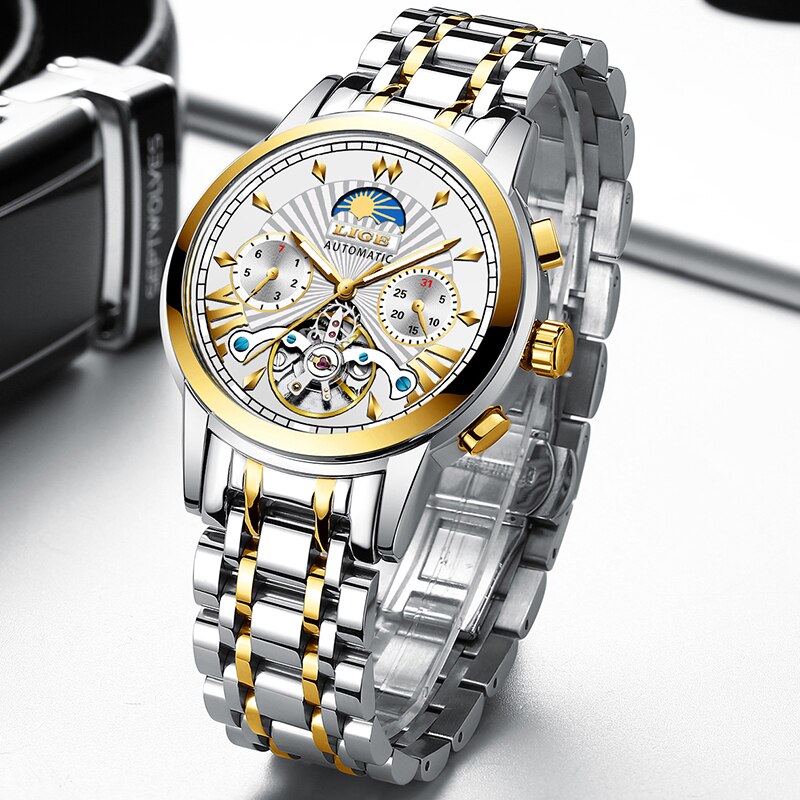 LIGE-montre-m-canique-automatique-pour-hommes-marque-de-luxe-Tourbillon-horloge-d-affaires-dor-e