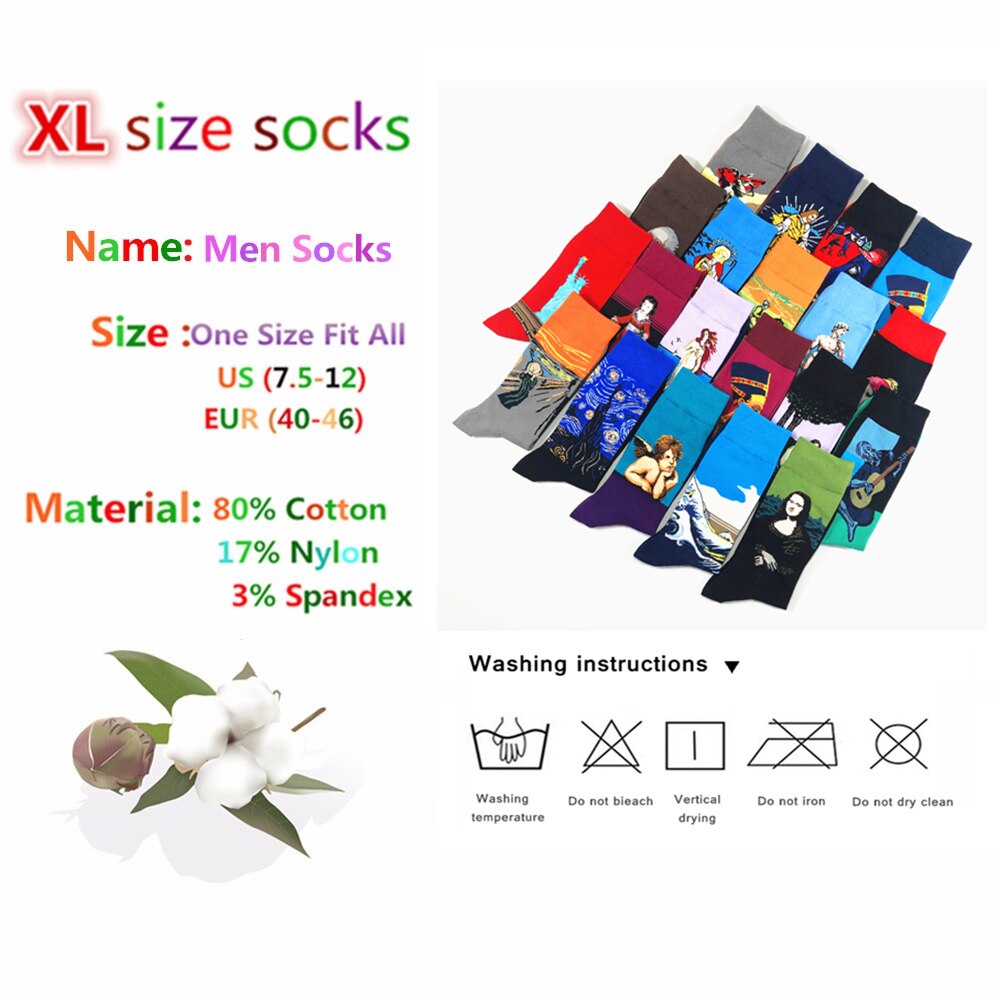 Chaussettes-en-coton-pour-hommes-socquettes-amusantes-tube-moyen-s-rie-de-peinture-l-huile-de