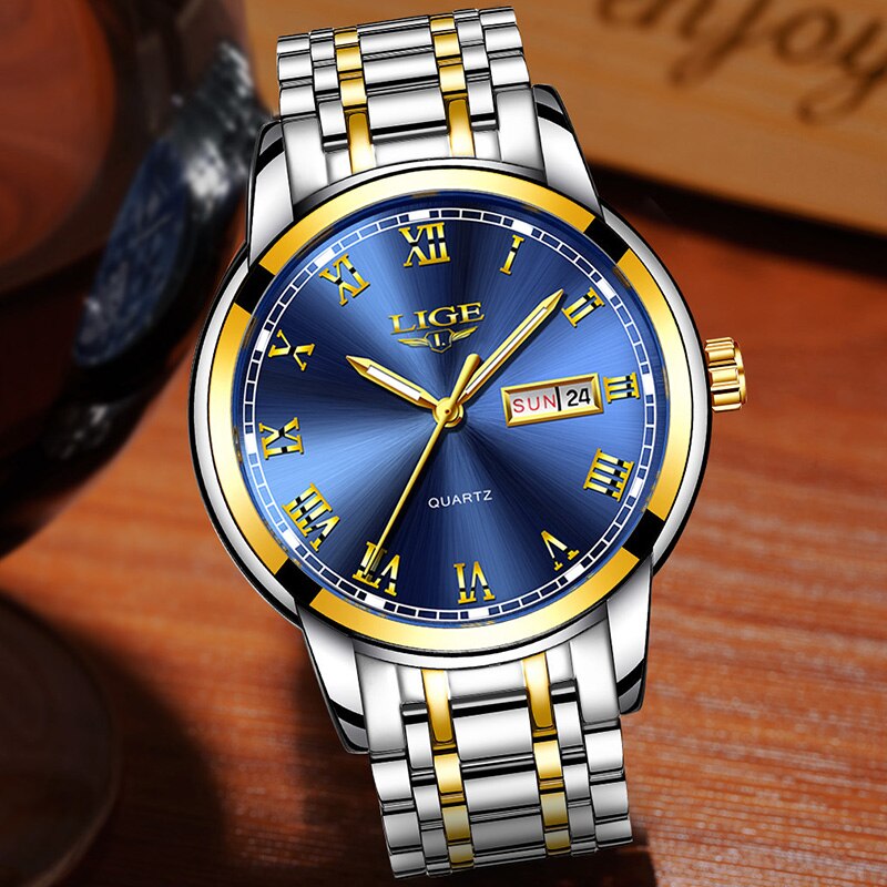 LIGE-montre-de-Couple-Quartz-pour-femmes-de-couleur-bleu-et-or-marque-de-luxe-avec