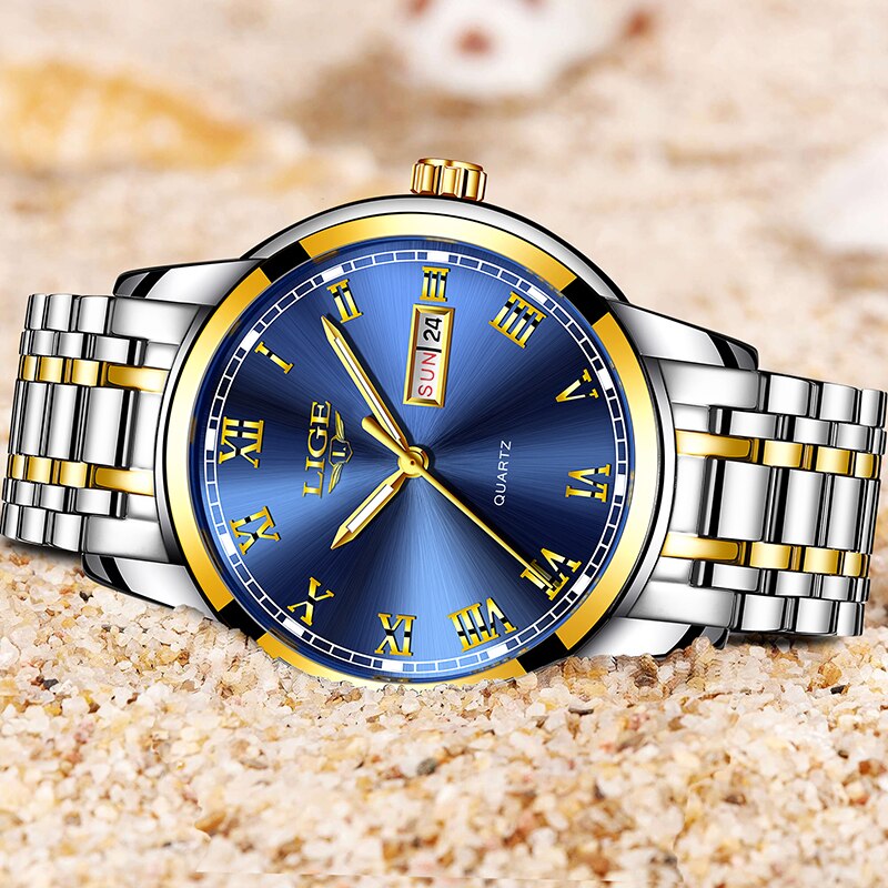 LIGE-montre-de-Couple-Quartz-pour-femmes-de-couleur-bleu-et-or-marque-de-luxe-avec