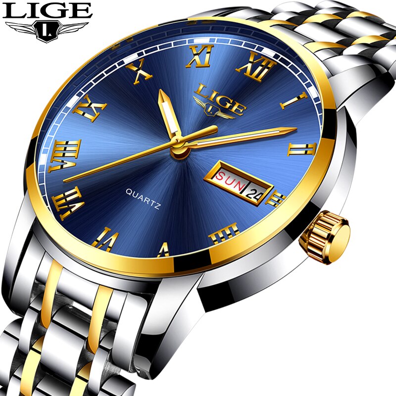 LIGE-montre-de-Couple-Quartz-pour-femmes-de-couleur-bleu-et-or-marque-de-luxe-avec