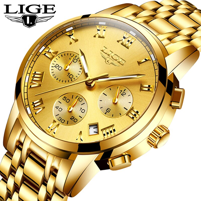 LIGE-montre-de-luxe-pour-hommes-tout-en-or-Quartz-chronographe-analogique-tanche-avec-bo-te