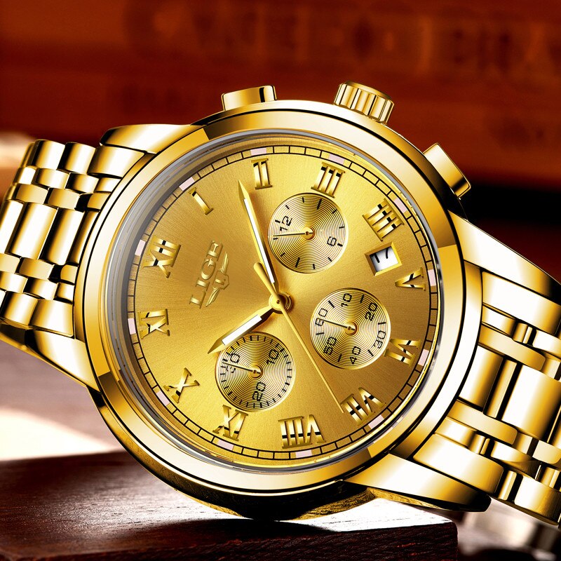 LIGE-montre-de-luxe-pour-hommes-tout-en-or-Quartz-chronographe-analogique-tanche-avec-bo-te