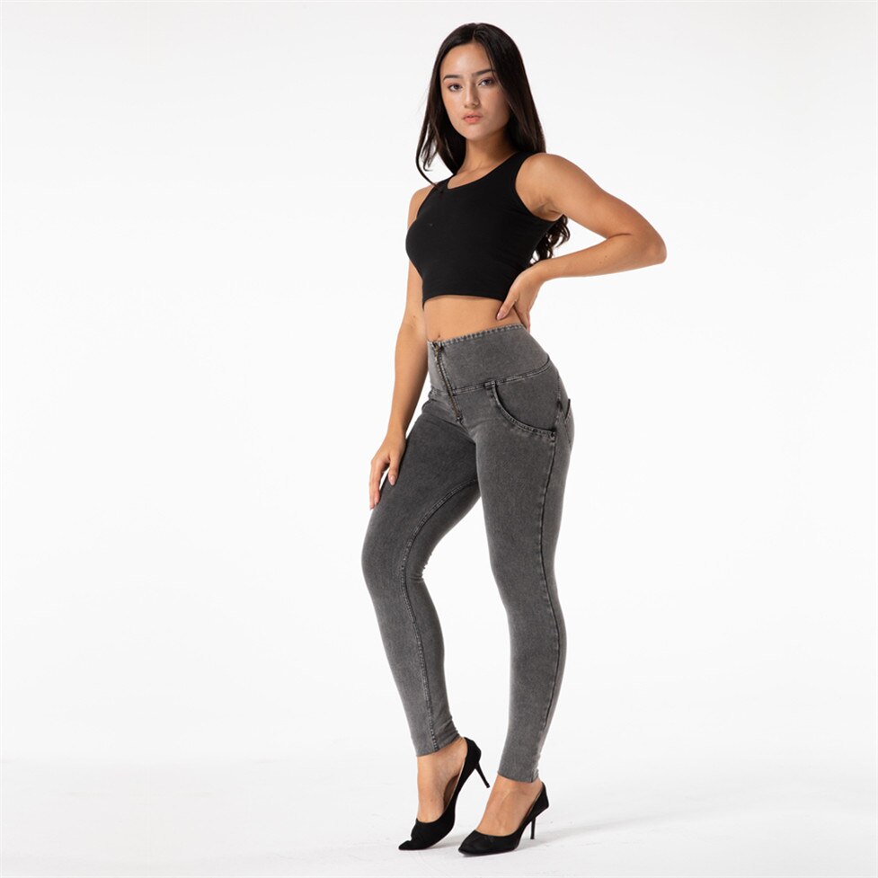 Melody-Jean-moulant-pour-femme-moulant-extensible-gris-la-mode-style-Boyfriend-Sexy-serr-Push-Up