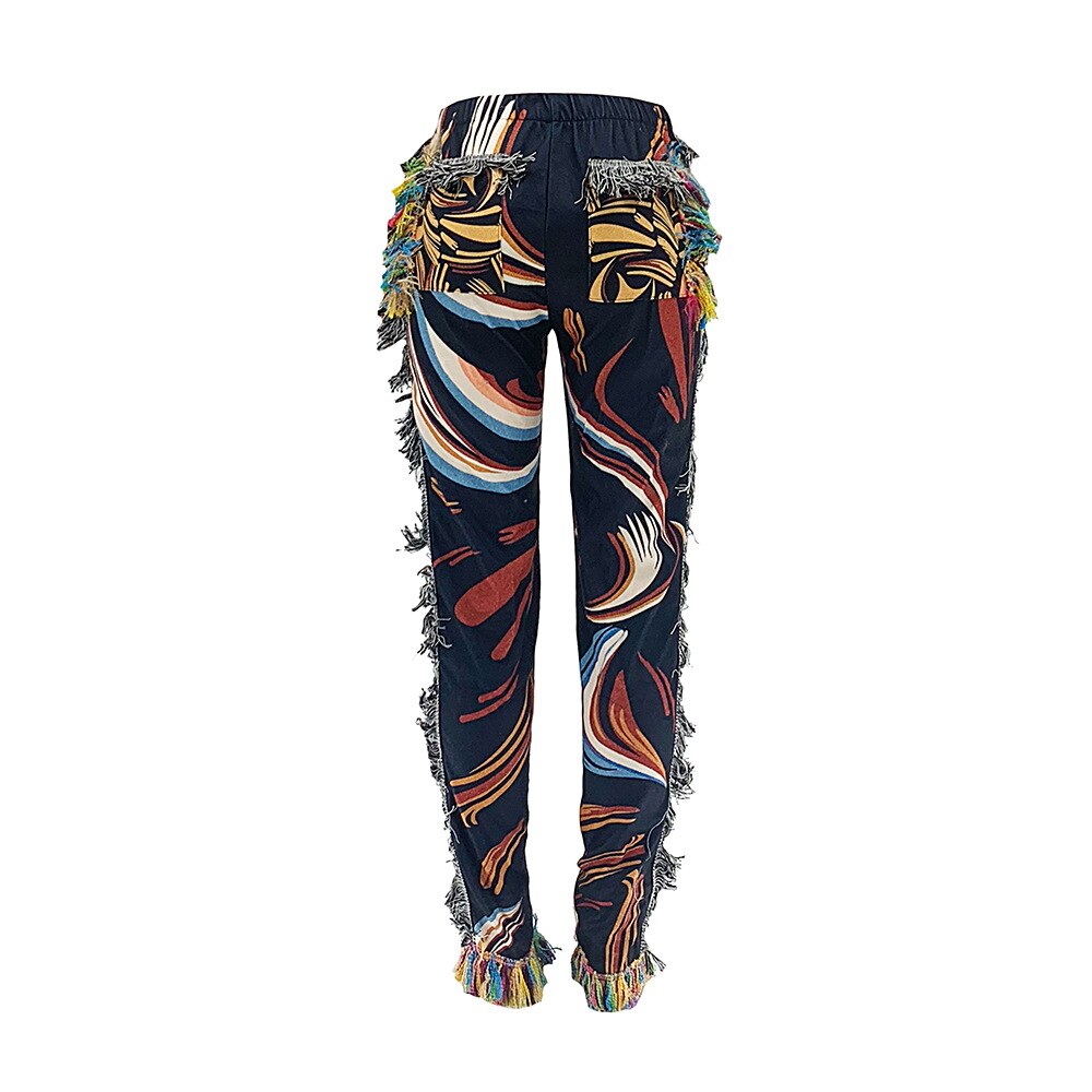 Pantalon-de-jogging-imprim-rayures-pour-femmes-Patchwork-avec-glands-lat-raux-v-tement-de-Festival