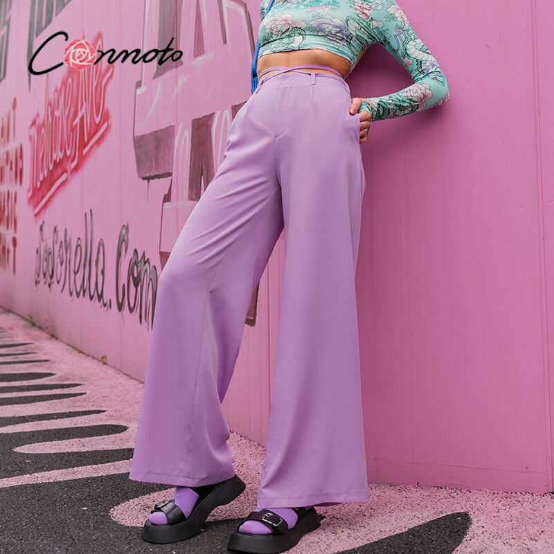 Conmoto-pantalon-d-contract-violet-pour-femme-ample-la-mode-avec-poches-fermeture-clair-jambes-larges