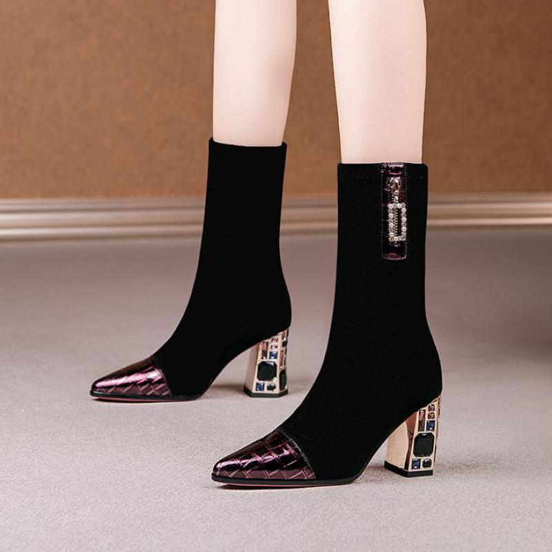 Bottes-talons-hauts-en-tissu-TGHDOF-pour-femmes-chaussettes-d-automne-la-mode-avec-fermeture-clair